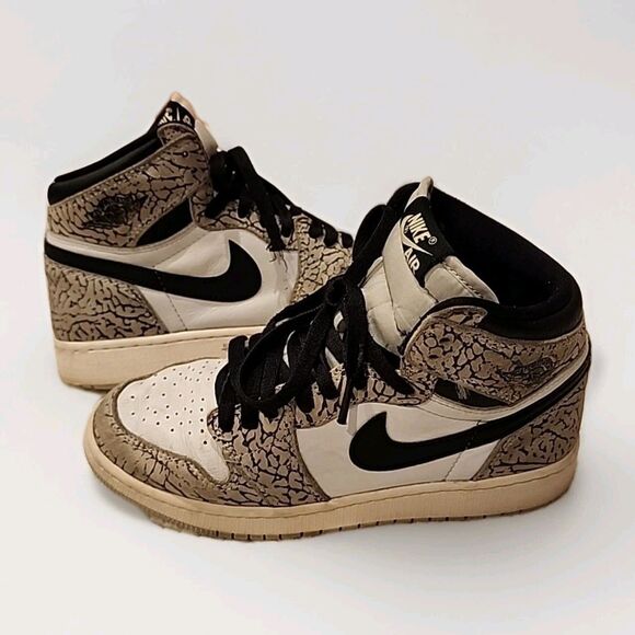 AIR JORDAN Size 5Y - Air Jordan 1 Retro OG High White Cement #FD1437-052 - Picture 3 of 16